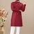 Maroon cotton lining work straight men's kurta pyjama