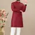 Maroon cotton lining work straight men's kurta pyjama