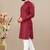 Maroon cotton lining work straight men's kurta pyjama