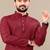 Maroon cotton lining work straight men's kurta pyjama