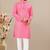 Pink cotton lining work straight men's kurta pyjama