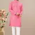 Pink cotton lining work straight men's kurta pyjama