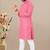 Pink cotton lining work straight men's kurta pyjama