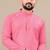 Pink cotton lining work straight men's kurta pyjama