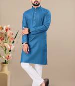 Rama cotton lining work straight men's kurta pyjama