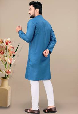 Rama cotton lining work straight men's kurta pyjama 2