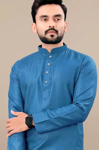 Rama cotton lining work straight men's kurta pyjama