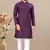 Wine cotton lining work straight men's kurta pyjama
