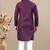 Wine cotton lining work straight men's kurta pyjama