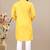 Yellow cotton lining work straight men's kurta pyjama