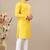 Yellow cotton lining work straight men's kurta pyjama