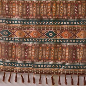 brown linen cotton saree with floral printed design 4