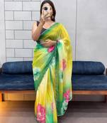 SOFT TABI ORGANZA FLOWER PRINT RICH WITH BLOUSE SET