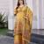 Mustard chinon chiffon floral printed a-line kurta with palazzo & printed dupatta