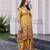 Mustard chinon chiffon floral printed a-line kurta with palazzo & printed dupatta