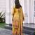 Mustard chinon chiffon floral printed a-line kurta with palazzo & printed dupatta