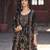 Black chinon chiffon floral printed a-line kurta with palazzo & printed dupatta