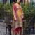 Red chinon chiffon floral printed a-line kurta with palazzo & printed dupatta