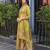 Olive green chinon chiffon floral printed a-line kurta with palazzo & printed dupatta