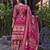 Magenta chinon chiffon floral printed a-line kurta with palazzo & printed dupatta