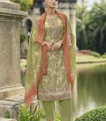 green lawn cotton embroidered dress material