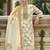 cream lawn cotton embroidered dress material