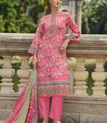 pink lawn cotton embroidered dress material