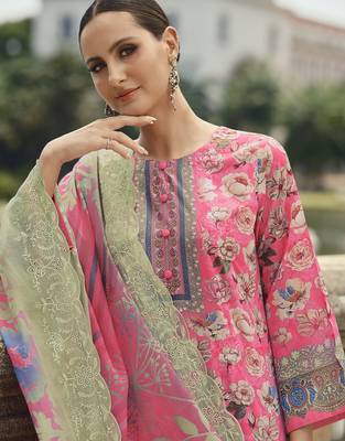 pink lawn cotton embroidered dress material 2
