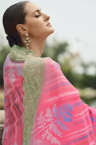pink lawn cotton embroidered dress material