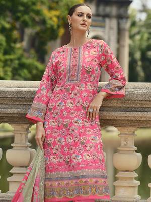 pink lawn cotton embroidered dress material 4