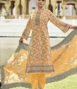 mustard lawn cotton embroidered dress material