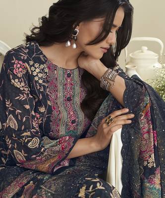 black lawn cotton embroidered dress material 2