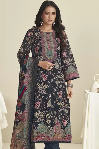 black lawn cotton embroidered dress material