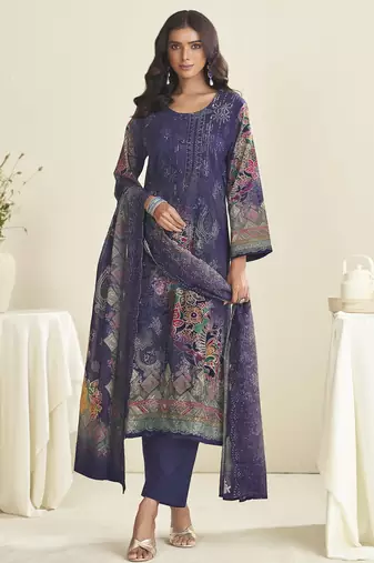 violet lawn cotton embroidered dress material