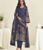 violet lawn cotton embroidered dress material