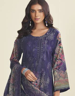 violet lawn cotton embroidered dress material 4