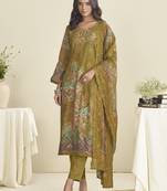 green lawn cotton embroidered dress material
