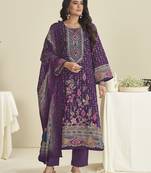 purple lawn cotton embroidered dress material