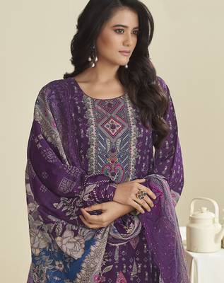 purple lawn cotton embroidered dress material 2