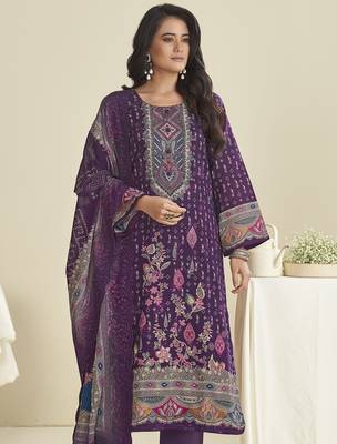purple lawn cotton embroidered dress material 3