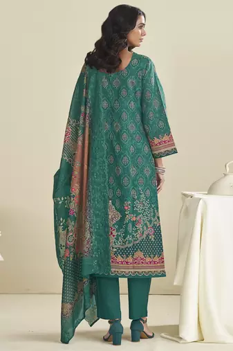 teal lawn cotton embroidered dress material