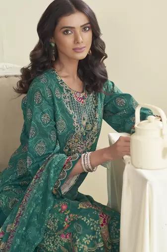 teal lawn cotton embroidered dress material