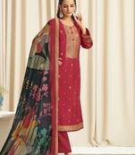 red dola silk jacquard digital printed dress material