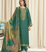 green dola silk jacquard digital printed dress material