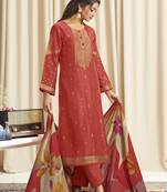 orange dola silk jacquard digital printed dress material