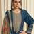 navy blue dola silk jacquard digital printed dress material