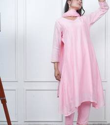 Pink kali kurta set with fida dupatta