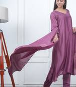 Purple kali kurta set with fida dupatta