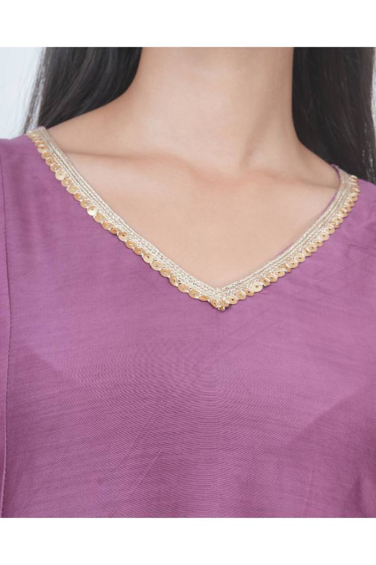 Purple kali kurta set with fida dupatta