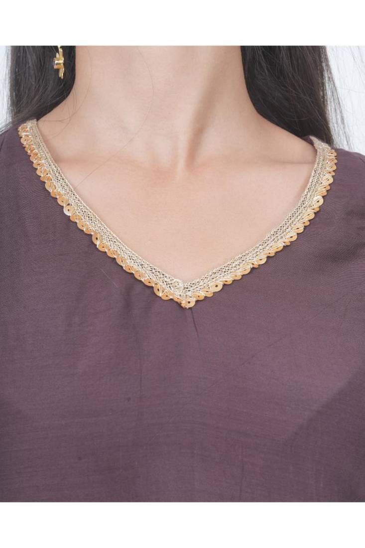 Brown kali kurta set with fida dupatta